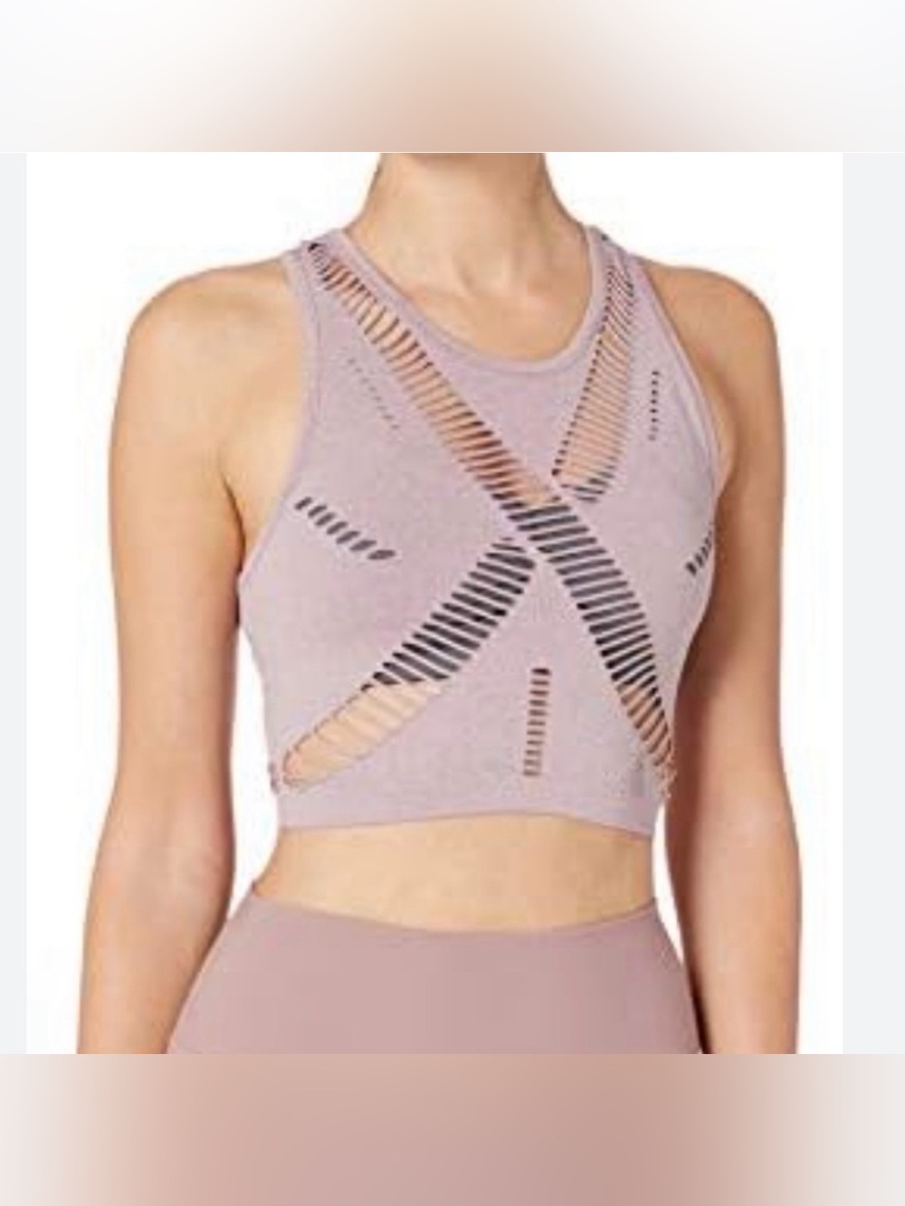 ALO Yoga Mauve Distressed Crop Top